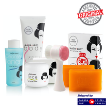 Load image into Gallery viewer, Kojie San Face & Body Brightening Set Large with Toner - 5 Piece Essentials! 2 Bars of Kojic Acid Soap, Body Lotion, Brush, Toner, Face Cream - All-in-one Skin Brightening Set by Kojie San