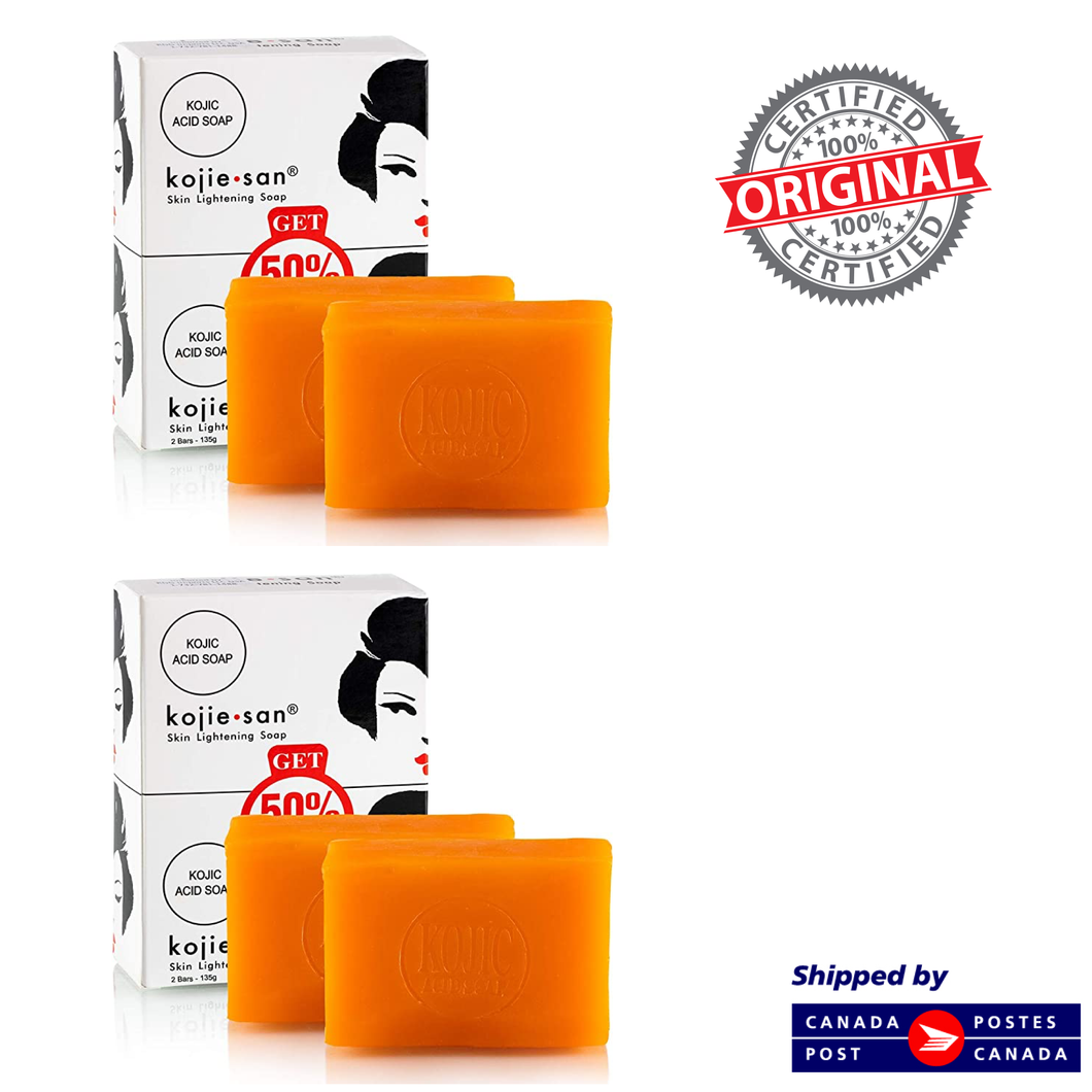Savon blanchissant à l'acide kojique éclaircissant pour la peau Original Kojie San 4 x 135g (540g)